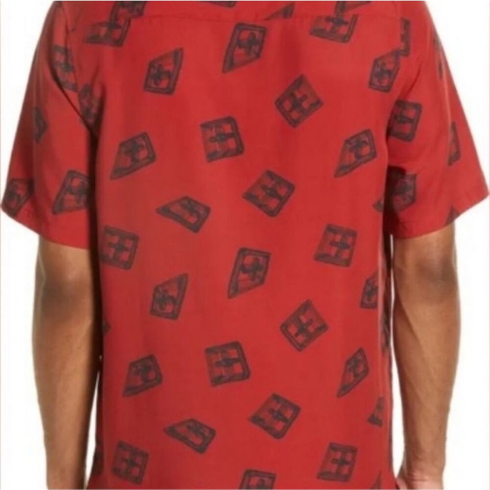 NWT KSUBI Red 3D Print Resort Short Sleeve Button Up Camp Shirt Sz XL - Picture 2 of 4